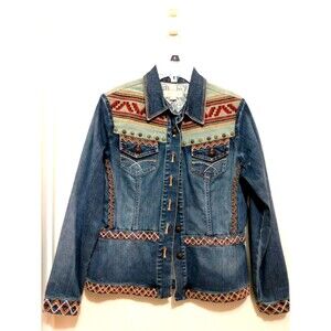Embroidered Denim Jean Jacket, S Coldwater Creek Western